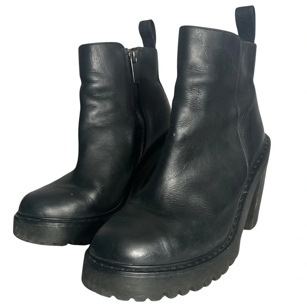 Dr. Martens Magdalena Women’s Black Leather Heeled Chelsea Boots Size 7 - Picture 8 of 9
